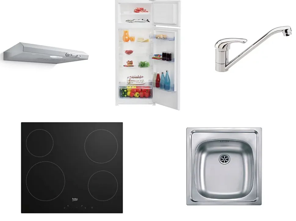 Cuisine complète montée All in Laetitia gris anthracite L. 240 cm avec électroménager