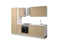 Cuisine complète montée All In Carla imitation chêne L. 285 cm avec électroménager