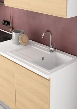 Cuisine complète montée All In Carla imitation chêne L. 285 cm avec électroménager