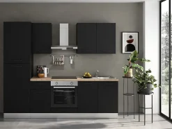 Cuisine complète montée All In Ornella noir L. 255 cm avec électroménager