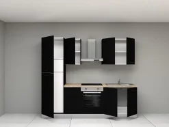 Cuisine complète montée All In Ornella noir L. 255 cm avec électroménager