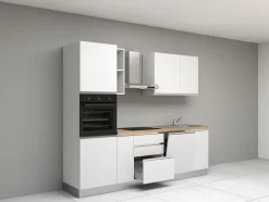 Cuisine complète montée All in Mimosa blanc L. 255 cm avec électroménager