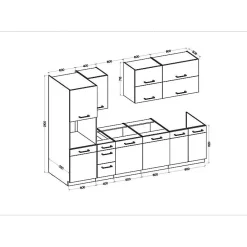 Cuisine complète ROCK AUCUNE 300 cm Chêne Lancelot et blanc brillant