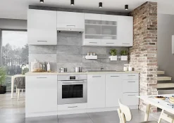 Cuisine complète Vera 8 éléments blanc brillant L 240 cm sans plan de travail