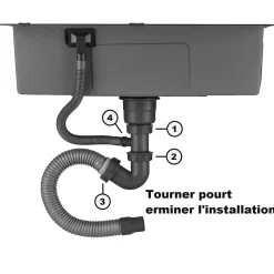 Cuisine Evier Simple en Acier Inoxydable 68x45x19 cm, avec Panier d'égouttage Télescopique, Distributeur de Savon en Acier