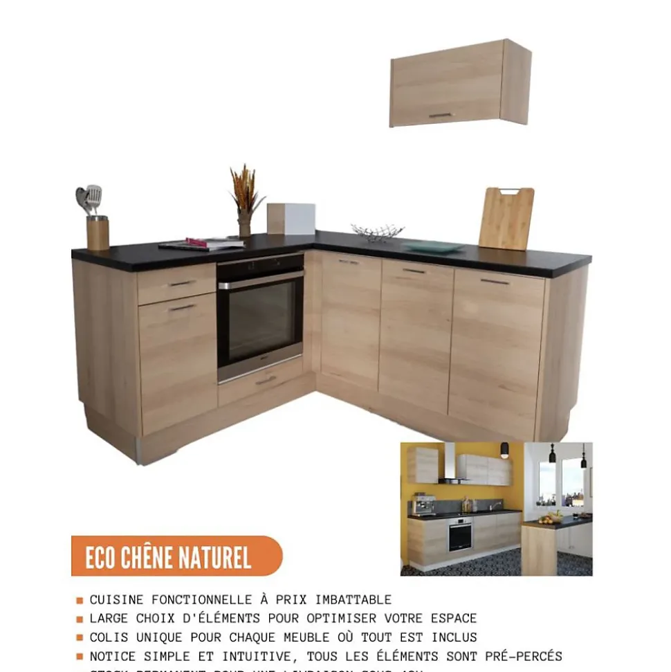 Cuisineandcie - Cuisine complète ECO Chene Naturel 240 cm