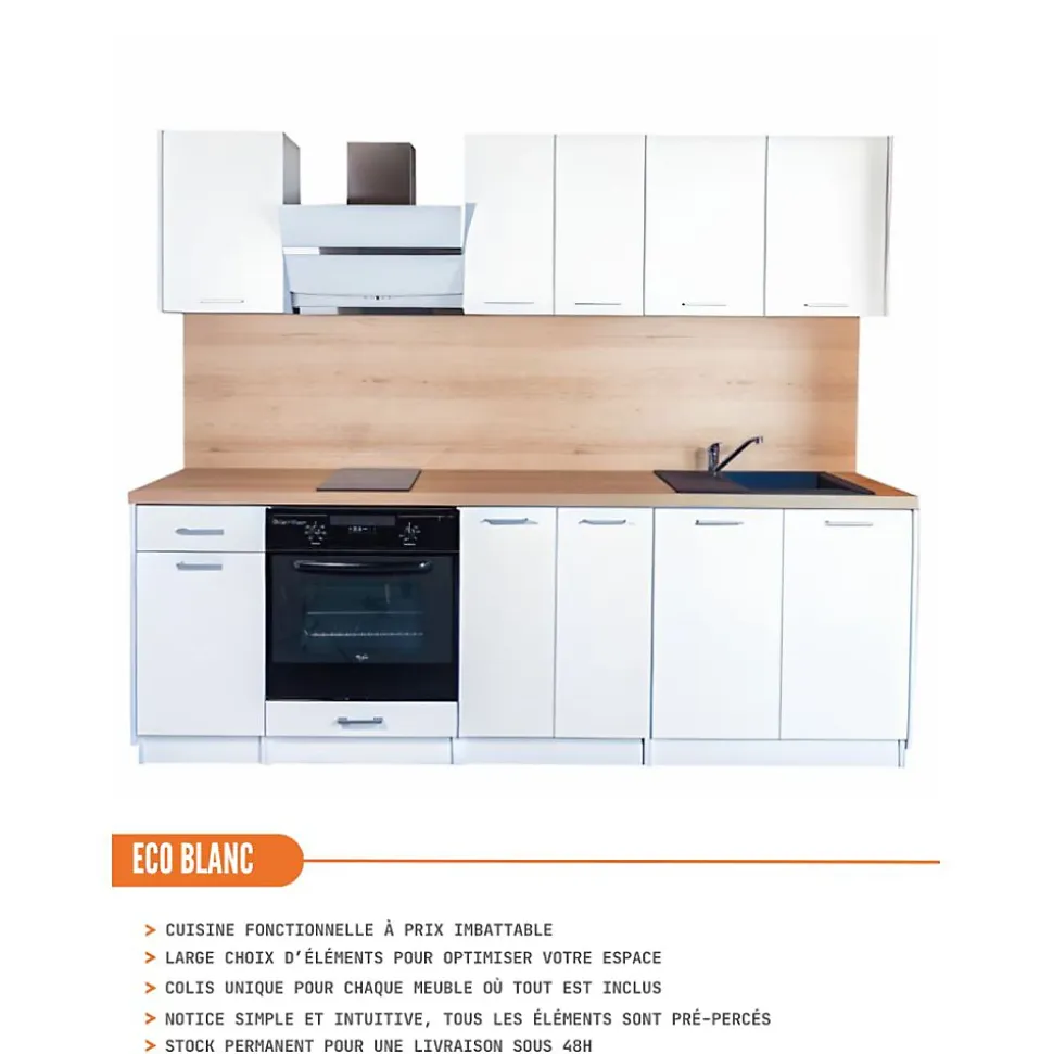 Cuisineandcie - Meuble bas de cuisine Eco Blanc 1 porte L 30 cm