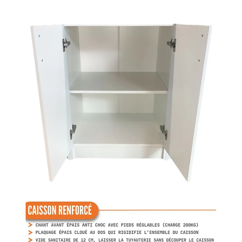 Cuisineandcie - Meuble bas de cuisine Eco Blanc 1 porte L 30 cm