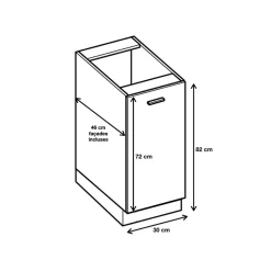 Cuisineandcie - Meuble bas de cuisine Eco Blanc 1 porte L 30 cm