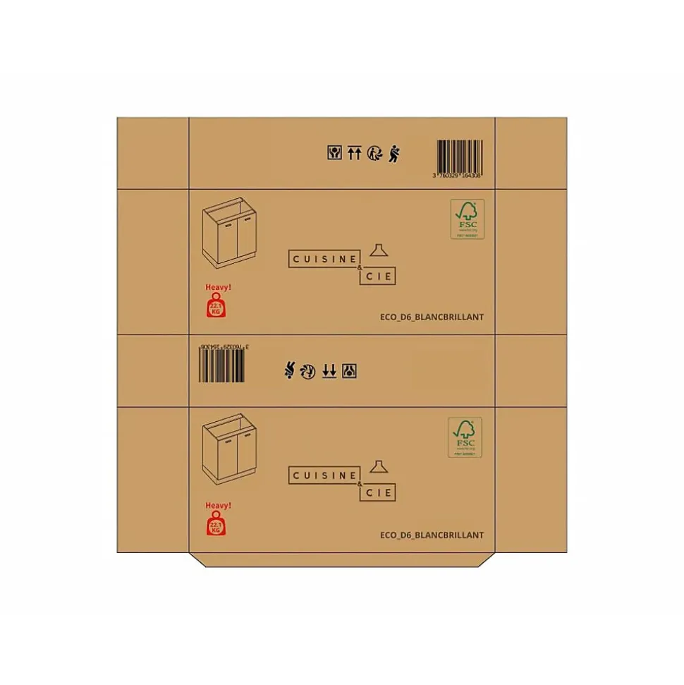 Cuisineandcie - Meuble bas de cuisine Eco Blanc Brillant 2 portes L 60 cm