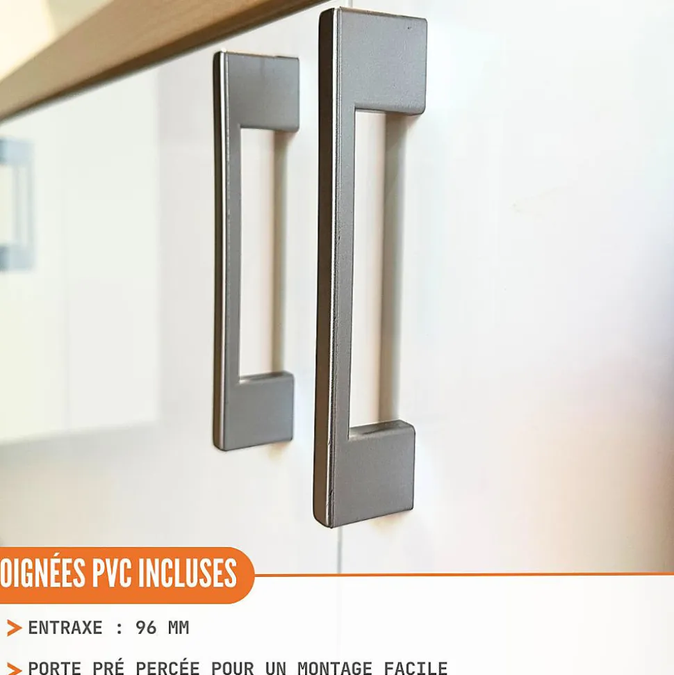 Cuisineandcie - Meuble bas de cuisine Eco Blanc Brillant 2 portes L 60 cm