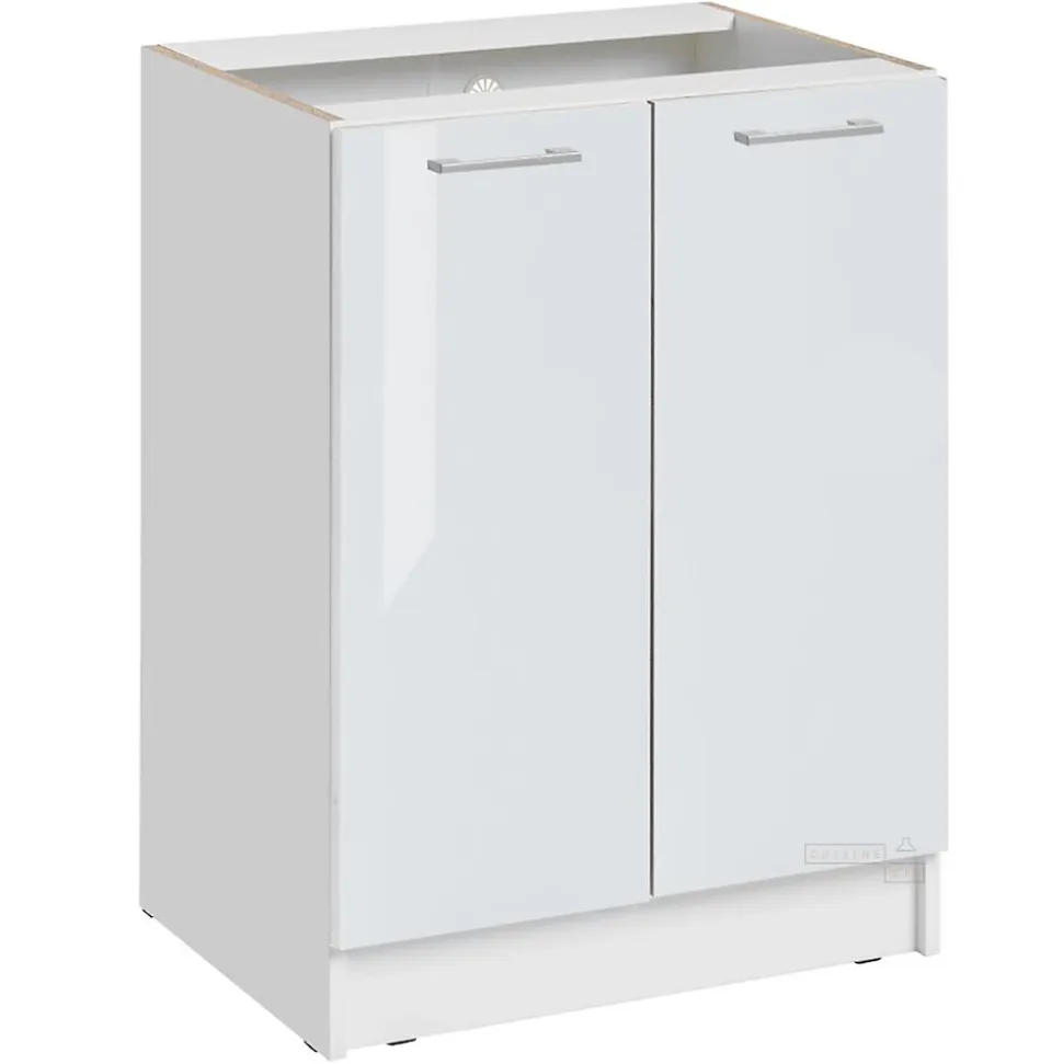 Cuisineandcie - Meuble bas de cuisine Eco Blanc Brillant 2 portes L 60 cm