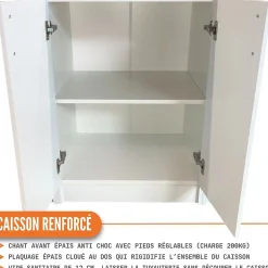 Cuisineandcie - Meuble bas de cuisine Eco Blanc Brillant 2 portes L 60 cm