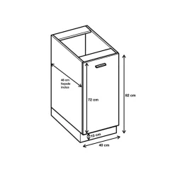 Cuisineandcie - Meuble bas de cuisine Eco Gris Brillant 1 porte L 40 cm