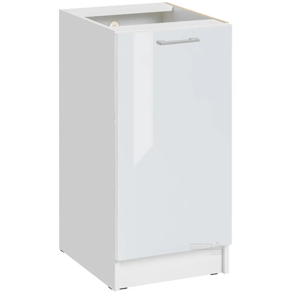Cuisineandcie - Meuble bas de cuisine Eco Blanc Brillant 1 porte L 40 cm