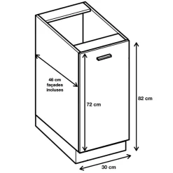 Cuisineandcie - Meuble bas de cuisine Eco Chene Naturel 1 porte L 30 cm