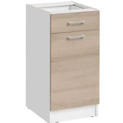 Cuisineandcie - Meuble bas de cuisine Eco Chene Naturel 1 porte 1 tiroir L 40 cm