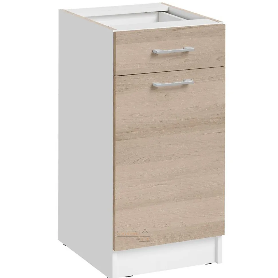 Cuisineandcie - Meuble bas de cuisine Eco Chene Naturel 1 porte 1 tiroir L 40 cm