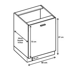 Cuisineandcie - Meuble bas de cuisine Bellissi Blanc Brillant 1 porte L 50 cm