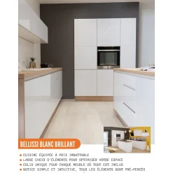 Cuisineandcie - Meuble bas de cuisine Bellissi Blanc Brillant 1 porte L 50 cm