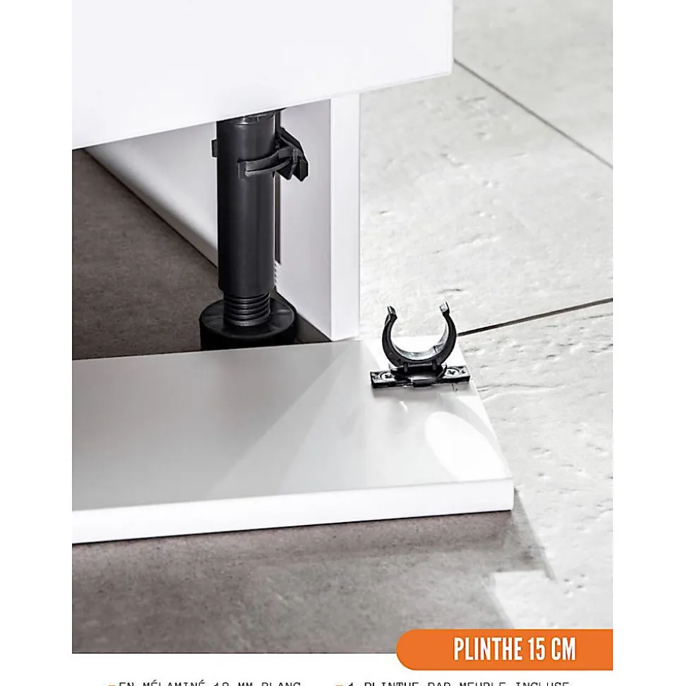 Cuisineandcie - Meuble bas de cuisine Bellissi Blanc Brillant 1 porte L 50 cm