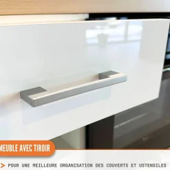 Cuisineandcie - Meuble bas de cuisine Eco Blanc Brillant 1 porte 1 tiroir L 40 cm