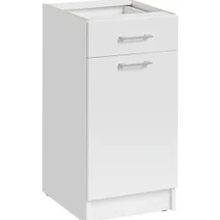 Cuisineandcie - Meuble bas de cuisine Eco Blanc 1 porte 1 tiroir L 40 cm
