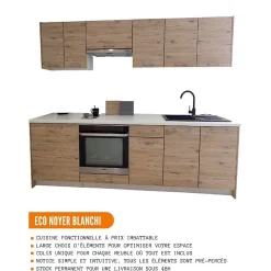 Cuisineandcie - Meuble d'angle bas Eco Noyer blanchi 1 porte, L 105 cm