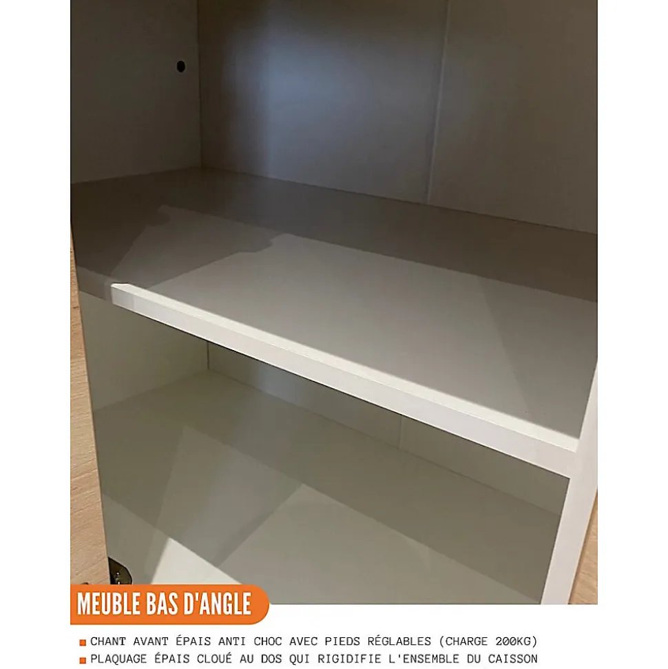 Cuisineandcie - Meuble d'angle bas Eco Gris Brillant 1 porte L 105 cm