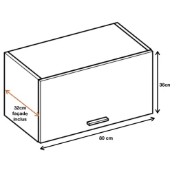 Cuisineandcie - Meuble haut SLIM de cuisine Bellissi Blanc Brillant 1 porte relevable L 80 cm