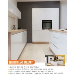 Cuisineandcie - Meuble haut SLIM de cuisine Bellissi Blanc Brillant 1 porte relevable L 80 cm