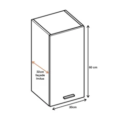 Cuisineandcie - Meuble haut de cuisine Eco Blanc 1 porte L 30 cm