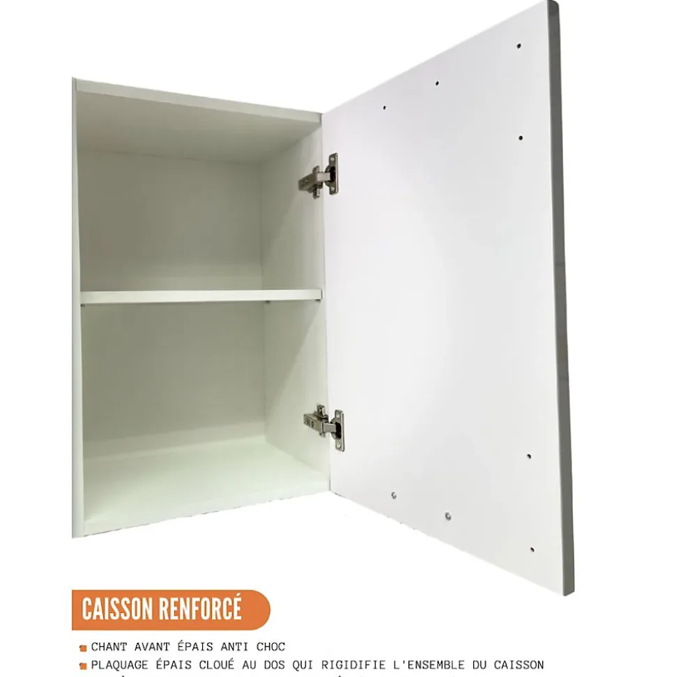 Cuisineandcie - Meuble haut de cuisine Eco Gris Brillant 1 porte L 40 cm