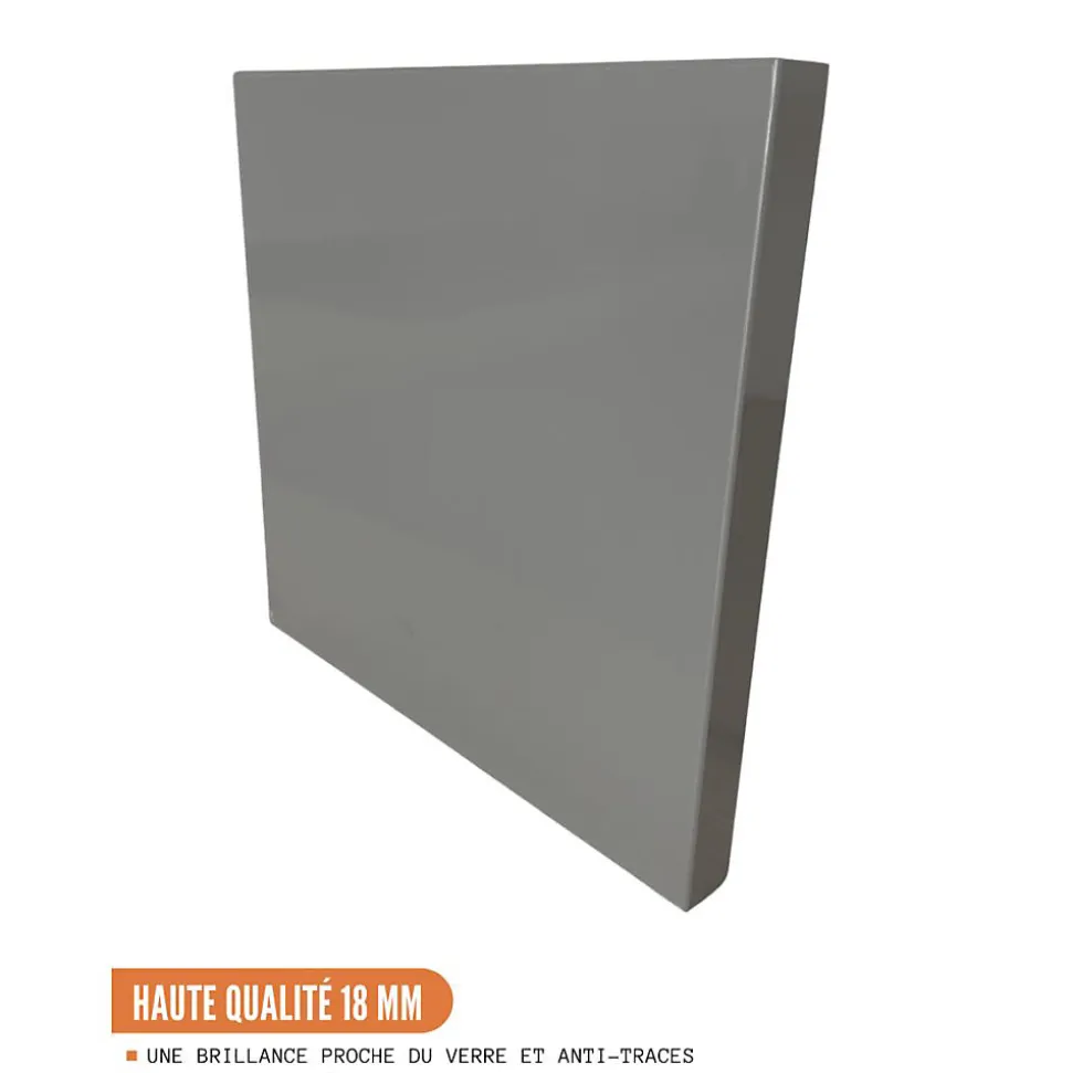 Cuisineandcie - Meuble haut de cuisine Eco Gris Brillant 2 portes L 80 cm