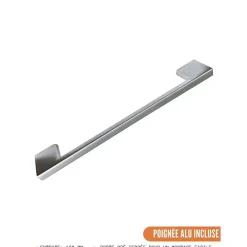 Cuisineandcie - Meuble haut de cuisine Bellissi Blanc Brillant 2 portes relevables avec vitre opaque L 90 cm