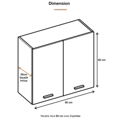 Cuisineandcie - Meuble haut de cuisine Eco Blanc Brillant 2 portes L 80 cm