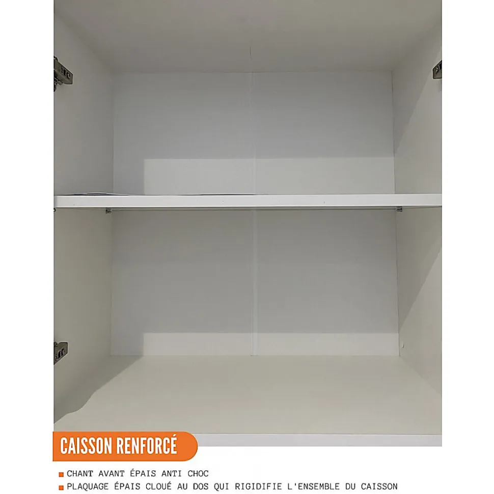 Cuisineandcie - Meuble haut de cuisine Eco Blanc Brillant 2 portes L 60 cm