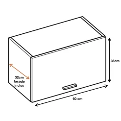 Cuisineandcie - Meuble haut de cuisine Eco Noyer Blanchi 1 porte relevable L 60 cm