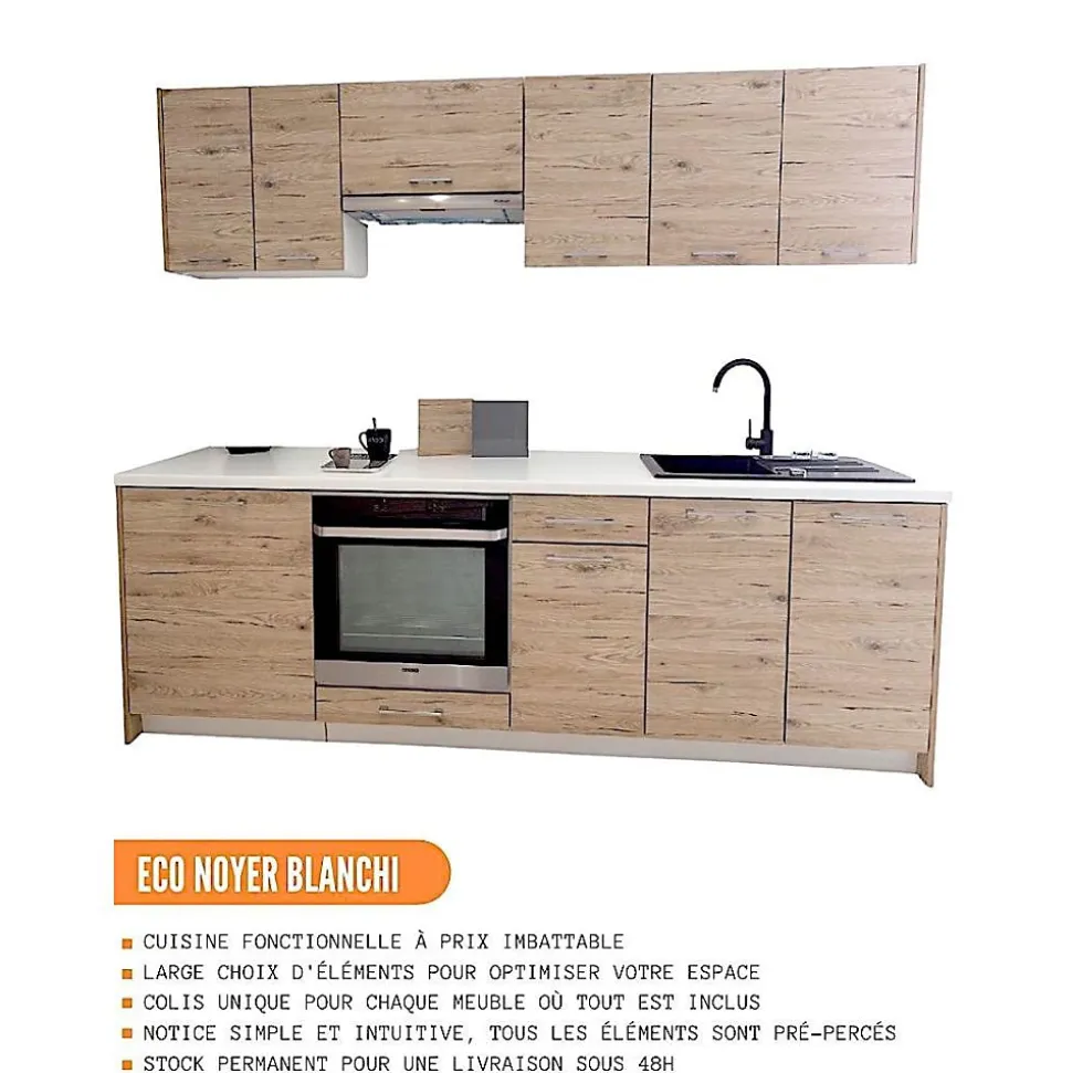 Cuisineandcie - Meuble pour four encastrable Eco Noyer Blanchi L 60 cm