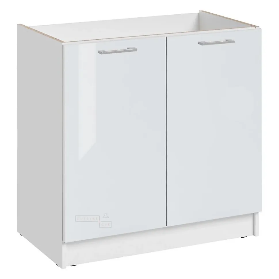 Cuisineandcie - Meuble sous-évier Eco Blanc Brillant 2 portes L 80 cm