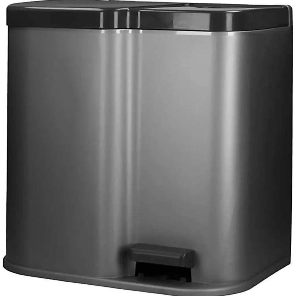 Curver Poubelle duo à pédale Deco Seaux intérieurs 15 L et 6 L Gris