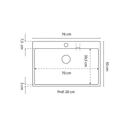 Cuve RESIROC - évier 1 bac sans égouttoir - 76 x 50 cm - Noire