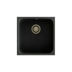 Cuve sous plan POALGI, GANDIA 193, Granit, Noir Basalt, 44 cm, 1 bac bonde or