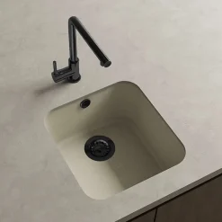 Cuve sous plan POALGI, GANDIA 193, Granit, Beige Pumice, 44 cm, 1 bac bonde noire