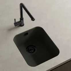 Cuve sous plan POALGI, GANDIA 192, Granit, Noir Basalt, 38 cm, 1 bac bonde noire