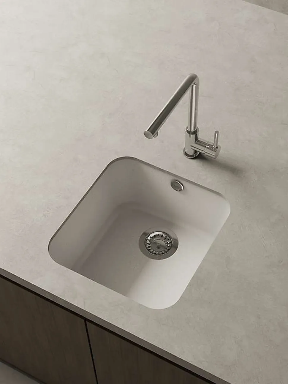 Cuve sous plan POALGI, GANDIA 193, Granit, Blanc Snow, 44 cm, 1 bac