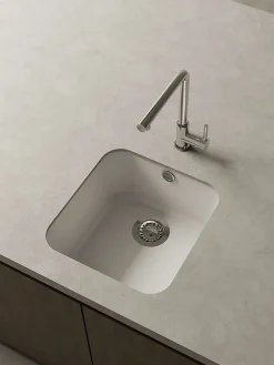 Cuve sous plan POALGI, GANDIA 193, Granit, Blanc Snow, 44 cm, 1 bac