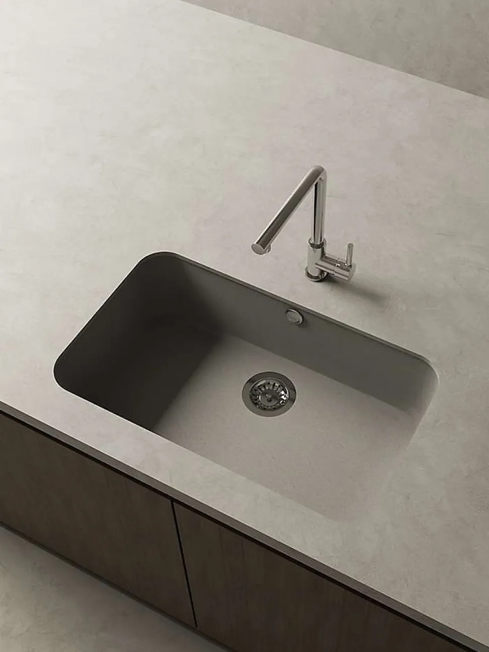 Cuve sous plan POALGI, GANDIA 195, Granit, Gris Ash, 74 cm, 1 bac