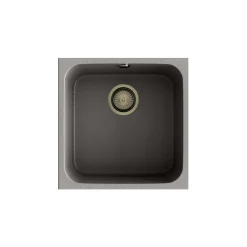 Cuve sous plan POALGI, GANDIA 193, Granit, Gris Ash, 44 cm, 1 bac bonde or