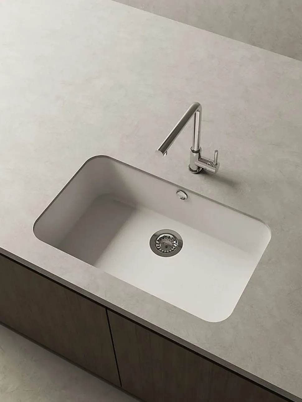 Cuve sous plan POALGI, GANDIA 195, Granit, Blanc Snow, 74 cm, 1 bac